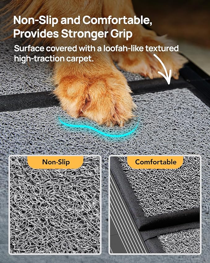 Upgraded Dog Ramp for Car 71'' X-Long & 19.7" Wider Folding Dog Ramps for Large Dogs with Non-Slip Rug Surface Portable Doggy Ramps for SUV Car & Truck, Up to 250 LBS