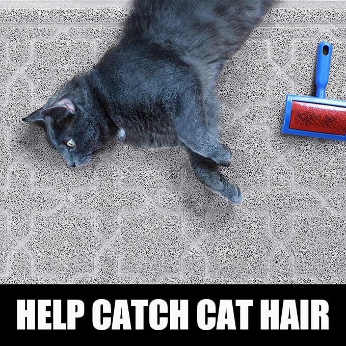 Yimobra Cat Litter Mat, 24"x20" Litter Mat with Litter Lock Mesh, Soft Cat Litter Mat Litter Trapping Mat, Easy to Clean, Non-Slip, Water Resistant, Litter Free Floors, Grey