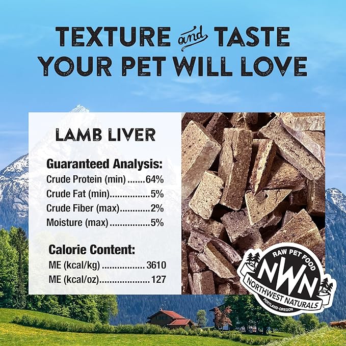 Northwest Naturals Raw Rewards Freeze-Dried Lamb Liver Treats for Dogs and Cats - Bite-Sized Pieces - Healthy, 1 Ingredient, Human Grade Pet Food, All Natural, Proudly Made in USA, 3 Oz (Pack of 3)