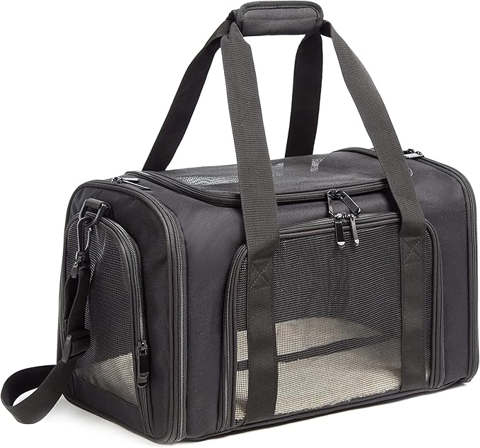 Cat Carrier Dog Carrier Pet Carrier Cat Bags for Small Medium Cats Dogs Puppies of 15 Lbs,of Airline Approved Small Dog Bag Soft Sided,Collapsible Travel Puppy Carrier(Large, Black)