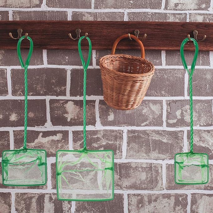 4 Pack Aquarium Fish Net Fine Quick Catch Mesh Nylon Fishing Catch Nets with Plastic Handle for Fish Tank Mesh Nets Scoop - Green
