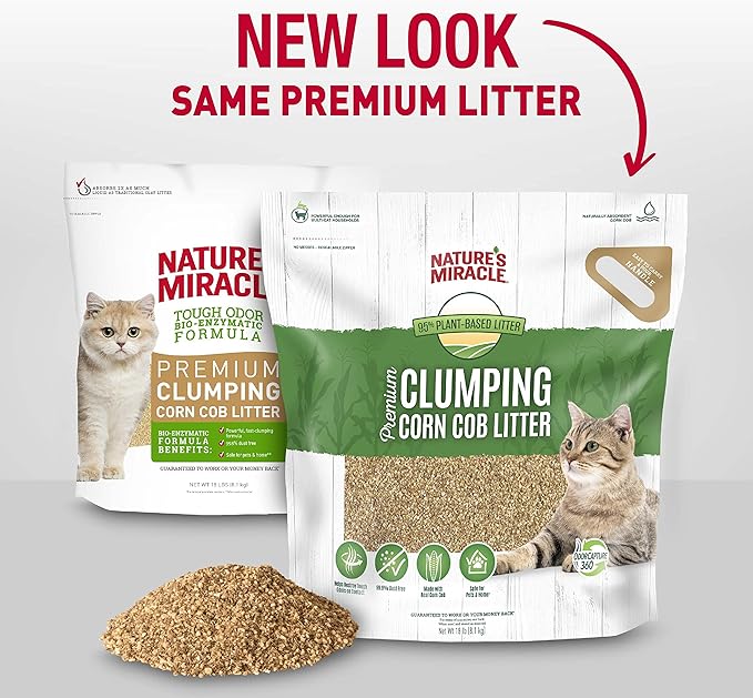 Nature's Miracle Premium Clumping Corn Cob Litter, Tough Odor Bio-Enzymatic Formula, Dust Free
