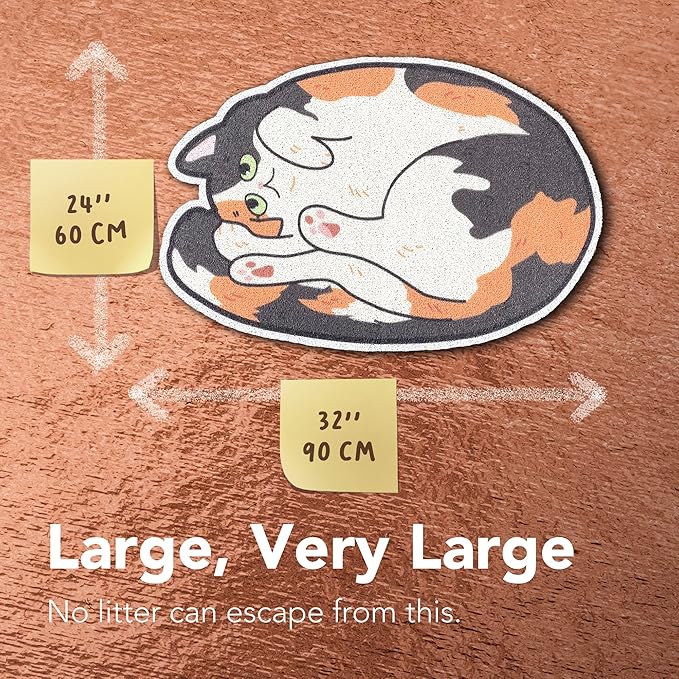 Lukamoo® Cute Cat Litter Mat (30’’x20’’), Large/L, for Kitty Litter & Cute Cat Litter Box, Litter Trapping Mat (Calico)