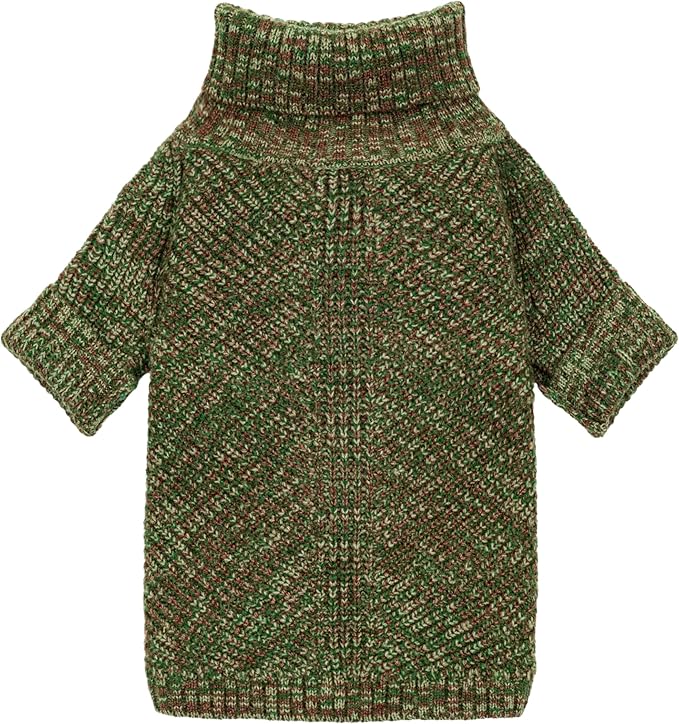 Fitwarm Knitted Turtleneck Dog Sweater, Thermal Dog Winter Clothes for Small Dogs Boy Girl, Holiday Pet Outfit, Heather Green, XXL