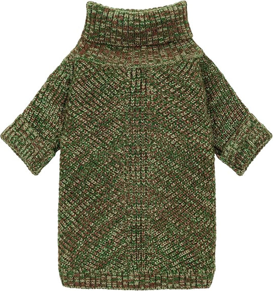 Fitwarm Knitted Turtleneck Dog Sweater, Thermal Dog Winter Clothes for Small Dogs Boy Girl, Holiday Pet Outfit, Heather Green, XXL