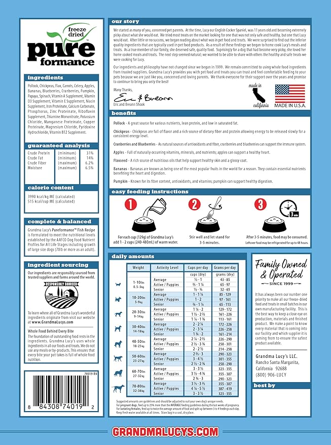 Grandma Lucy's Pureformance Fish Dog Food - 1lb