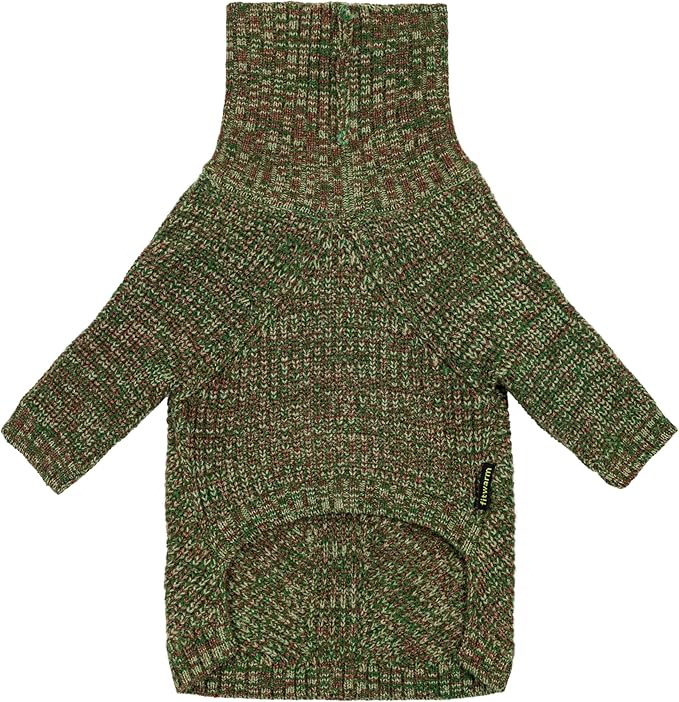Fitwarm Knitted Turtleneck Dog Sweater, Thermal Dog Winter Clothes for Small Dogs Boy Girl, Holiday Pet Outfit, Heather Green, XS