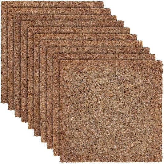 ZeeDix 10 Pieces Reptile Carpet- 12 x 12 inches Natural Coconut Fiber Pet Mat Tortoise Carpet Mat Coco Fiber Substrate Liner Pet Terrarium Liner for Lizard Turtle Snake Gecko Bearded Dragon