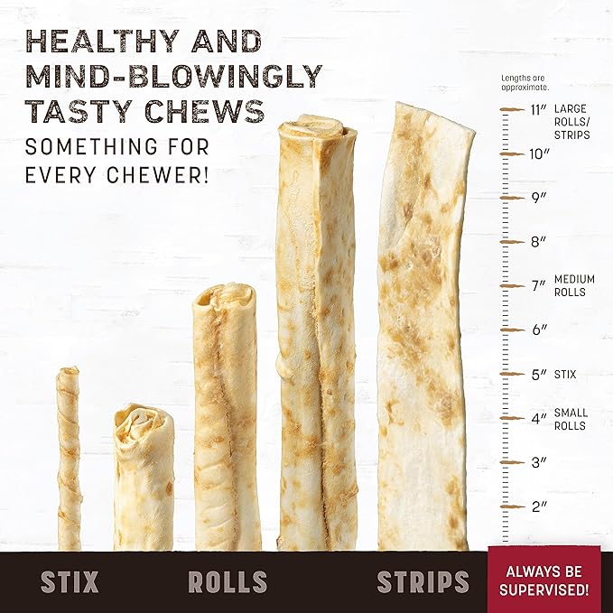 Earth Animal No Hide Strips Barbeque Bacon Cheeseburger Flavored Natural Treats | No Rawhide | Quick & Thin Dog Chews - 16 Count