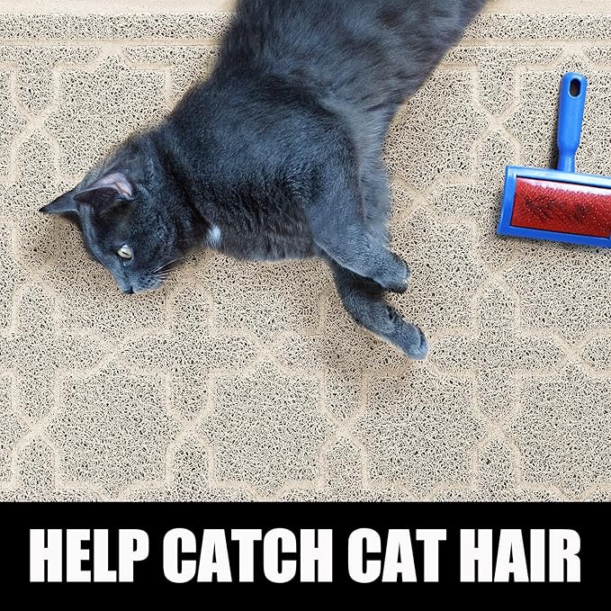 Yimobra Cat Litter Mat, 24"x20" Litter Mat with Litter Lock Mesh, Soft Cat Litter Mat Litter Trapping Mat, Easy to Clean, Non-Slip, Water Resistant, Litter Free Floors, Beige