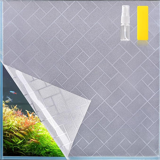 Aquarium Background Paper Decor Fish Tank Backdrop Wallpaper Electrostatic Adhesive, No Glue, Easy to Install, Reusable (17.7“H×47.2”L, Grid Transparent)