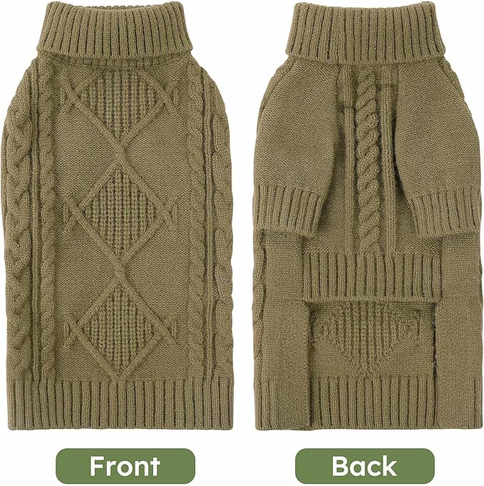 ASENKU Knitted Dog Sweater, Pullover Big Thermal Dog Winter Sweater, Turtleneck Doggy Sweaters for Large Medium Dogs Boy Girl, Warm Pet Sweaters Outfit Border Collie,Pit Bull,Golden Retriever,L