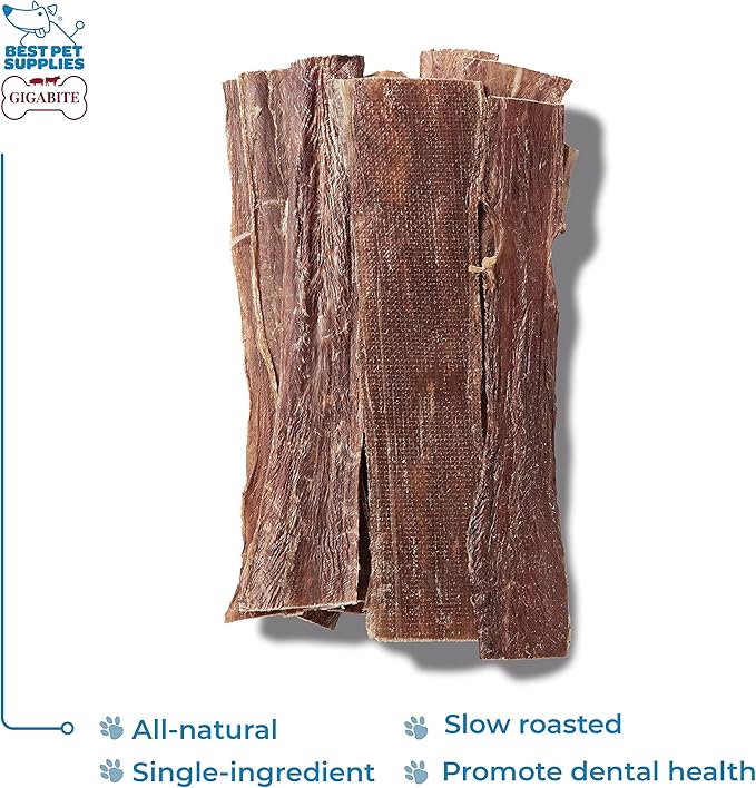 Best Pet Supplies GigaBite 12 Inch Beef Esophagus Dog Treat Strips by - Pack of 10, TES-12-10