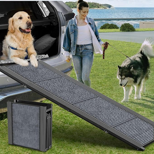Dog Ramp for Car 63" Long & 17" Wide Portable Dog Ramps for Large Dogs with Non-Slip Rug Surface Dog Car Ramp for SUV Car & Truck, Folding Dog Ramp Up to 250LBS