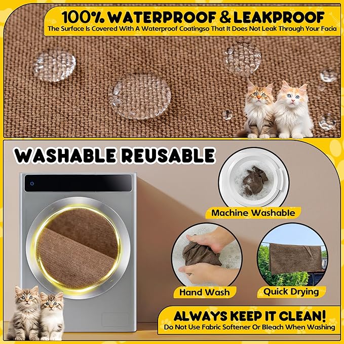 Cat Scratch Furniture Protector - Anti-Slip, Waterproof Sofa Cover to Keep Cats Off, Pet-Friendly Couch Protectors for 3 Cushion Couch, Brown Anti-Scratch Couch Cover for Pets and Kids 118"X71"