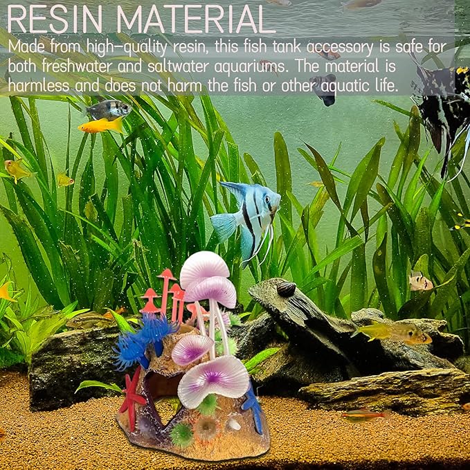 Colourful Coral Cave Fish Tank Rock Decor - Resin Aquarium Plant Ornament for Betta Fish, Shrimp, and Goldfish Tanks (color2)