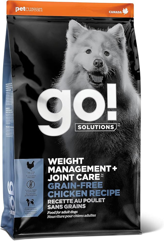 Go! Solutions Weight Management + Joint Care, Grain-Free Dry Dog Food, Chicken Adult and Senior Recipe, 12 lb Bag