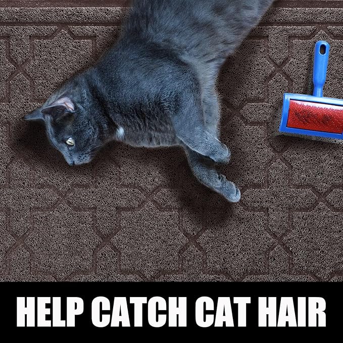 Yimobra Cat Litter Mat, 24"x20" Litter Mat with Litter Lock Mesh, Soft Cat Litter Mat Litter Trapping Mat, Easy to Clean, Non-Slip, Water Resistant, Litter Free Floors, Dark Coffee