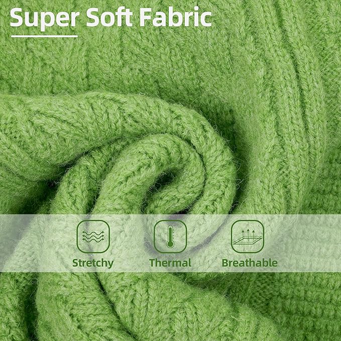 PUMYPOREITY Dog Sweater for Medium Dogs Girl Boy, Stretchy Dog Winter Coat Easy to Put On, Pet Turtleneck Thick Warm Sweatshirt, Winter Knit Pullover Cozy Fit, Thick Knitwear Clothes, Green, L