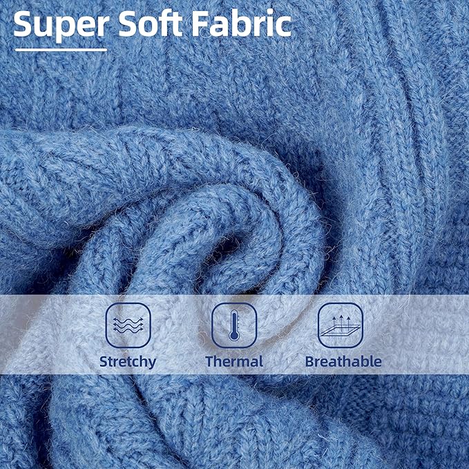 PUMYPOREITY Dog Sweater for Medium Dogs Girl Boy, Stretchy Dog Winter Coat Easy to Put On, Pet Turtleneck Thick Warm Sweatshirt, Winter Knit Pullover Cozy Fit, Thick Knitwear Clothes, Blue, M