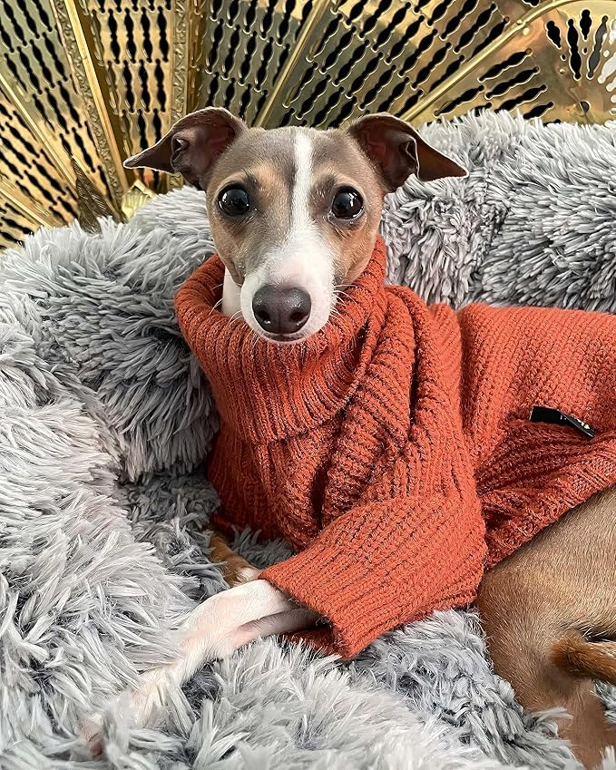 Fitwarm Thermal Knitted Dog Sweater Doggy Winter Coat Pet Clothes Doggie Turtleneck Jacket Puppy Outfits Cat Sweatsuit Red XS